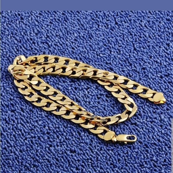 NEW 18k gold plated 24" cuban link chain necklace - Picture 2 of 8
